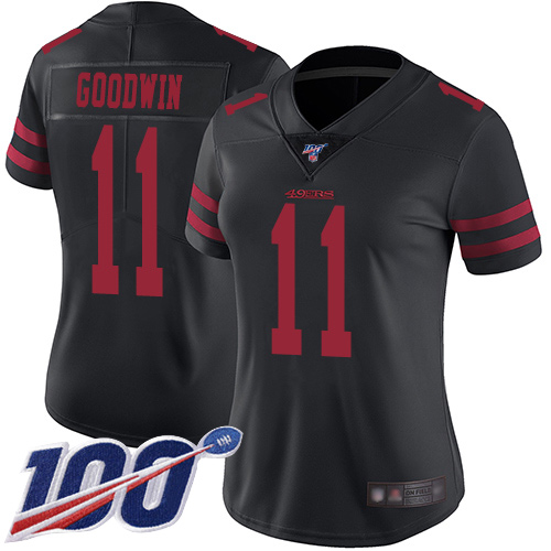 San Francisco 49ers Limited Black Women #11 Marquise Goodwin Alternate NFL Jersey 100th Vapor Untouchable